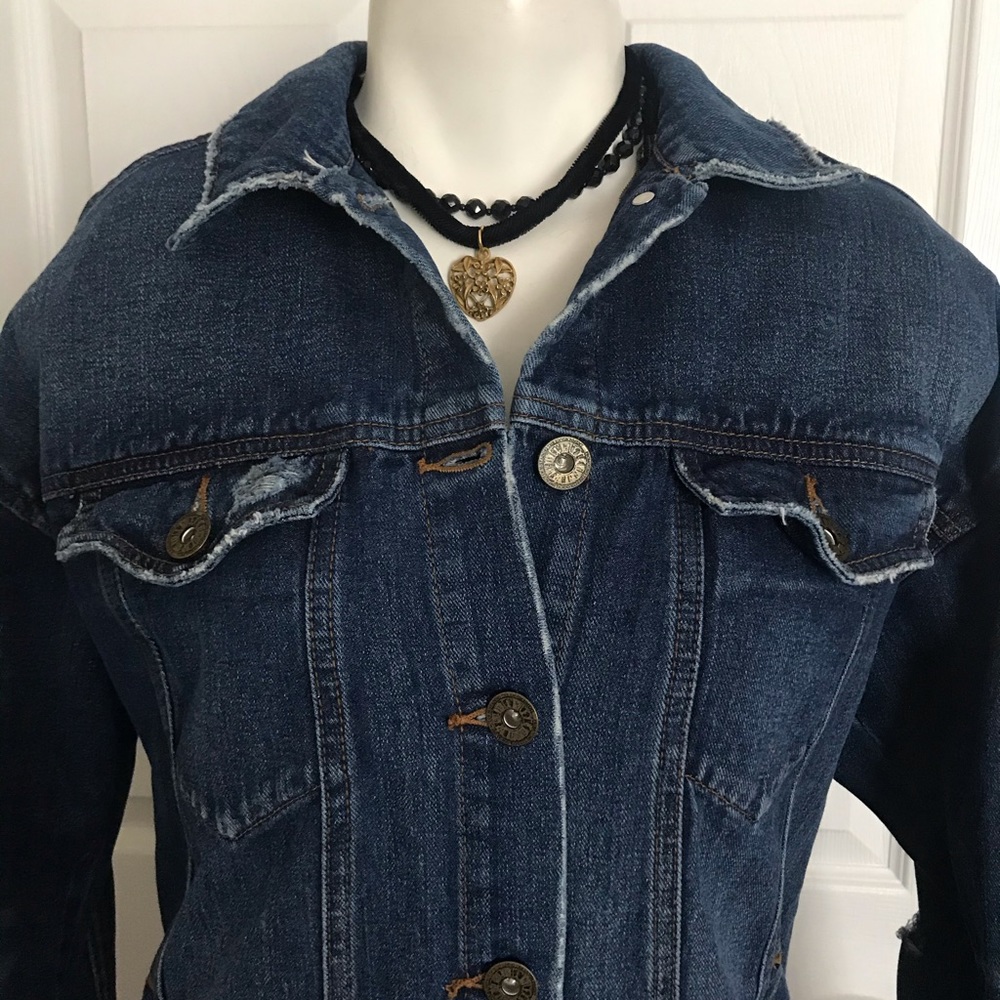 Free People Oversized Distressed Denim Jacket - Picture 9 of 16